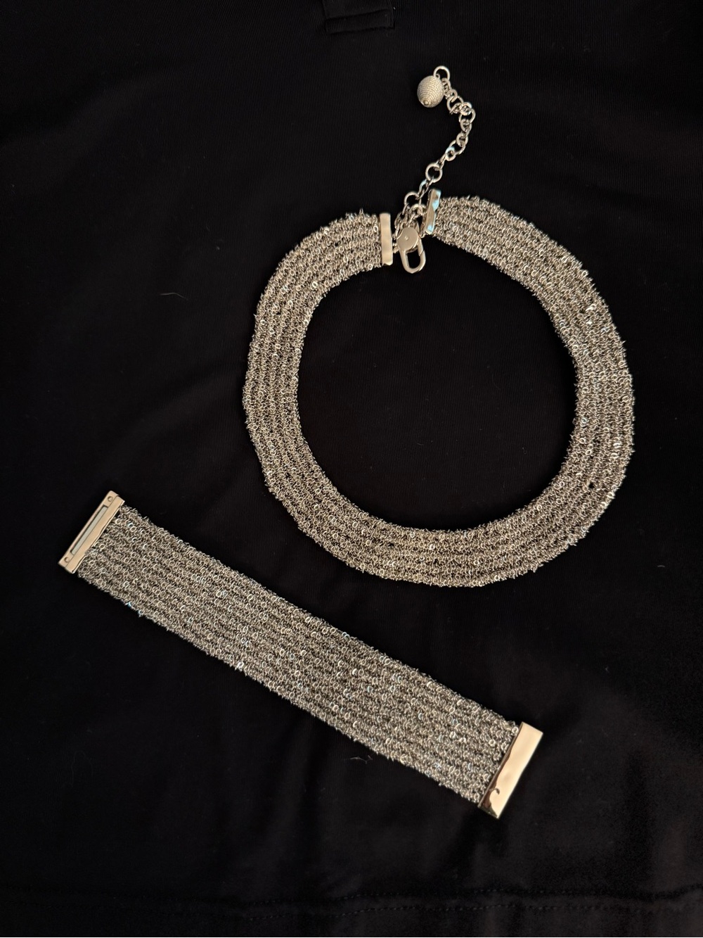 Chico's Silver-Tone Multi-Strand Necklace and Bracelet Set